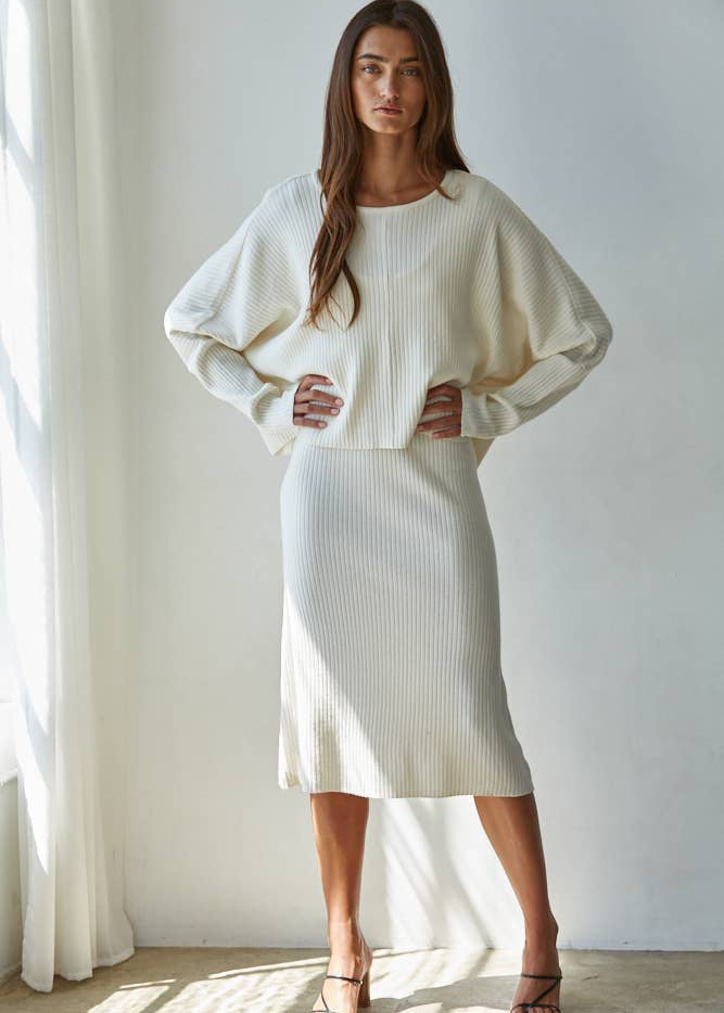 white knit backless dress White Knit Backless Bodycon Dress – Gabi Swimwear main image 0