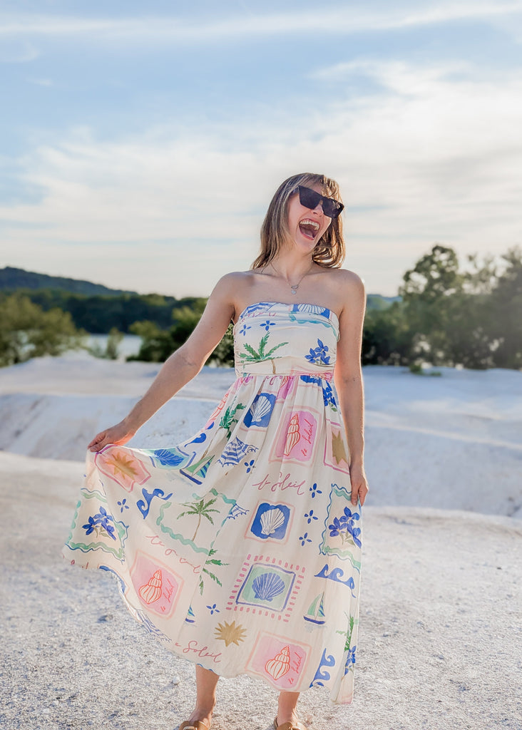 Ocean Breeze Strapless Midi Dress | Women's Midi Dress | Jolla Design Co